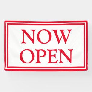 Lona Abierto el Negocio Blanco Rojo