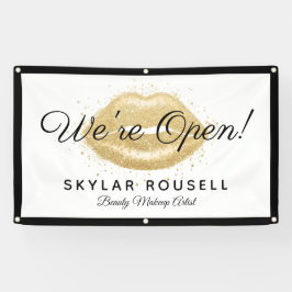 Lona Abierto Para Empresas Purpurinas De Oro Lips Salón