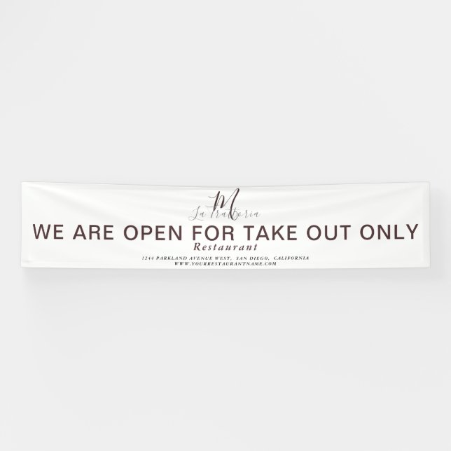 LONA ABIERTO PARA SACAR EL RESTAURANTE MONOGRAM SCRIPT (Horizontal)