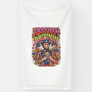 Lona Abraham Patriótico Bebiendo Retro