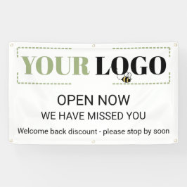 Lona Abrir ahora plantilla de banderín exterior de logo