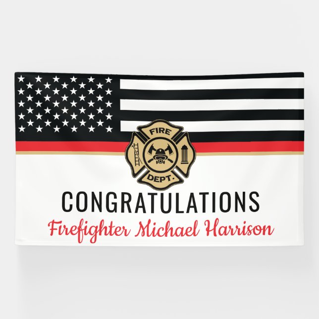 Lona Academia de Bomberos Delgada de la Línea Roja (Horizontal)