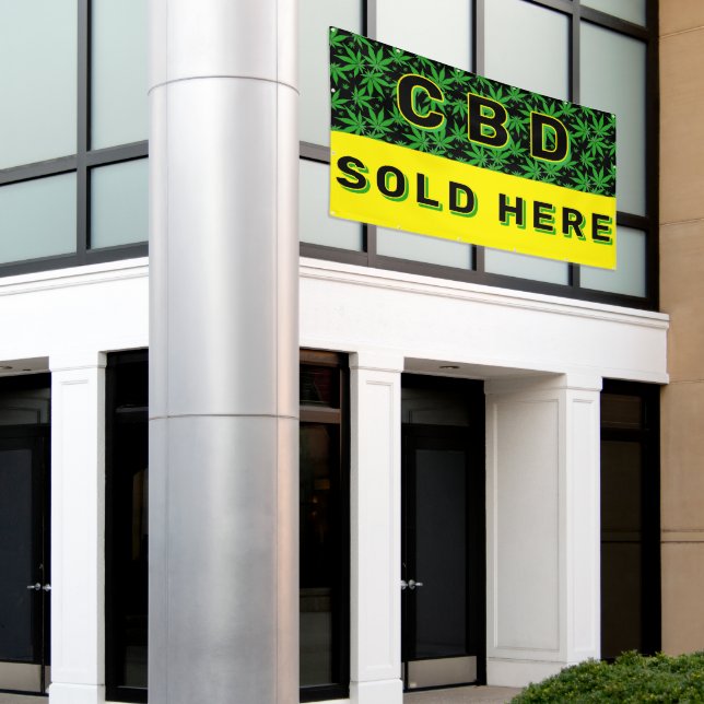 Lona Aceite CBD premium vendido aquí Anuncio (Edificio exterior)