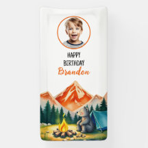 Acuarela Camping Blanco Oso Niños Foto Cumpleaños