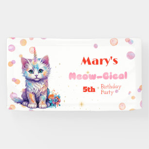 Lona Acuarela Caticorn Meow-Gical Cumpleaños