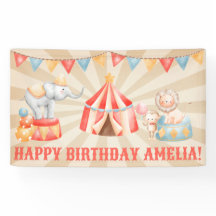 Acuarela Circo Animales Cumpleaños