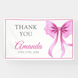 Lona Acuarela Coquette rosa Bow Sweet 16 Cumpleaños