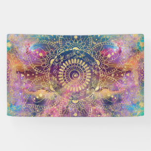 Lona acuarela dorada y nebulosa mandala