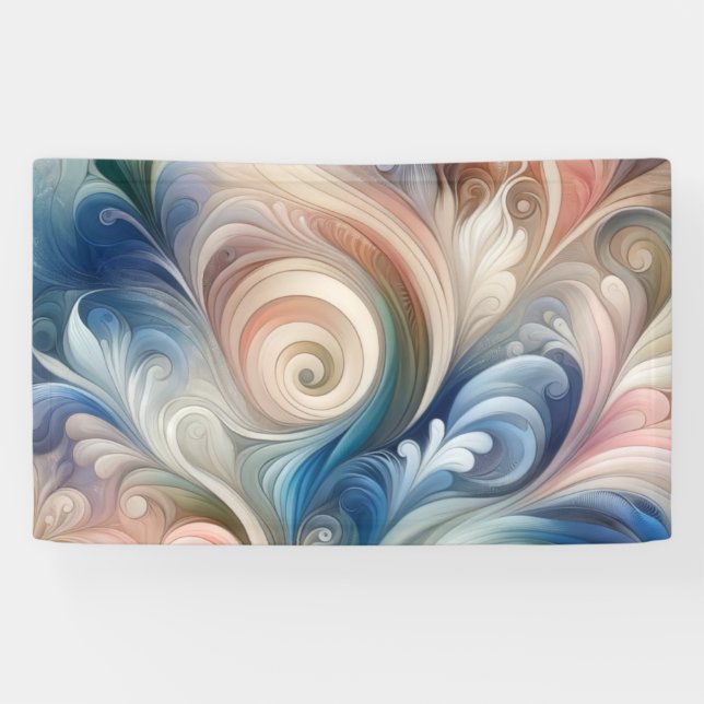 Lona Acuarela Fantasía Pastel Floral Azul & Crema (Horizontal)