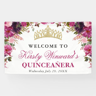 Lona Acuarela Flores Rosadas Quinceañera