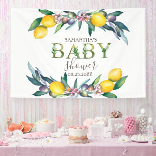 Lona Acuarela Limones Aceitunas Baby Shower