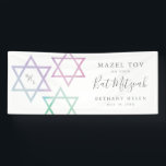Lona Acuarela Monograma Ombré Bat Mitzvah<br><div class="desc">Diseño moderno y suave de la pancarta Bat Mitzvah de Stacey Meacham con estrellas de color de agua oscura y un monograma inicial de tres.</div>