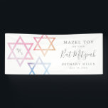 Lona Acuarela Monograma Ombré Bat Mitzvah Foto<br><div class="desc">Un diseño moderno y suave de la pancarta Bat Mitzvah de Stacey Meacham con una sombría estrella de la acuarela de David y un monograma inicial de tres.</div>