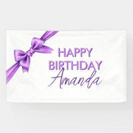 Lona Acuarela Morado Bow Coquette Sweet 16 Cumpleaños