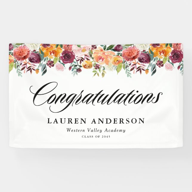 Lona Acuarela Otoño Florece Garland Graduación de Caída (Horizontal)