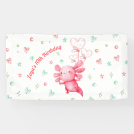 Lona Acuarela Rosa Axolotl Divertido Niños Fiesta de Cu