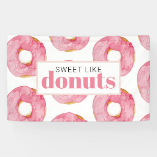 Lona Acuarela Rosa Moderna Dulce Como Cita De Donuts