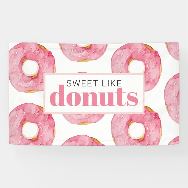 Lona Acuarela Rosa Moderna Dulce Como Cita De Donuts (Horizontal)