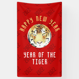 Lona Acuarela tigre, año nuevo chino 2022, rojo zodiac