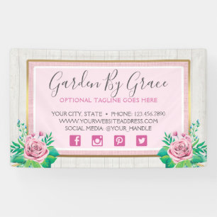 Lona Acuarelas de Rosas y Madera Rústica Cottage Shabby