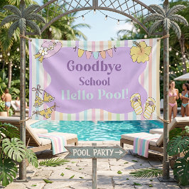 Lona Adiós Escuela Hola Fiesta de Rayas de Piscina
