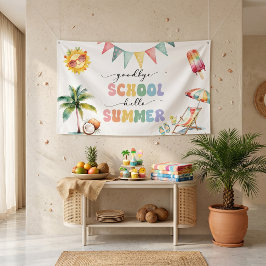 Lona Adiós Escuela Hola Fiesta de Verano