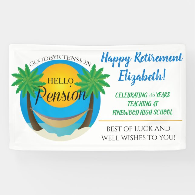 Lona Adios Tensión Hola Banner de Retiro de Pensiones (Horizontal)