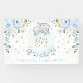Lona Adorable Elephant Blue Floral Boy Baby Shower