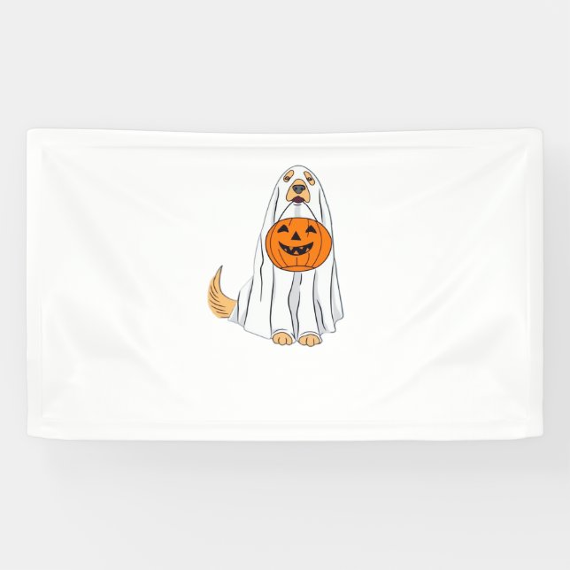 Lona Adorable Spooky Golden Retriever Ghost Classic T-S (Horizontal)