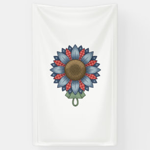 Lona Adorno de girasol de mezclilla patriótico vintage
