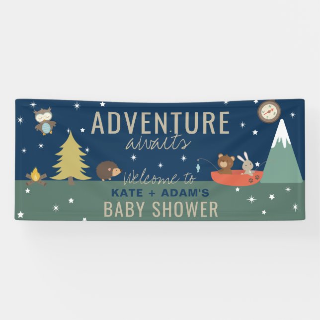 Lona Adventure Awaits Boy Woodland Baby Shower (Horizontal)