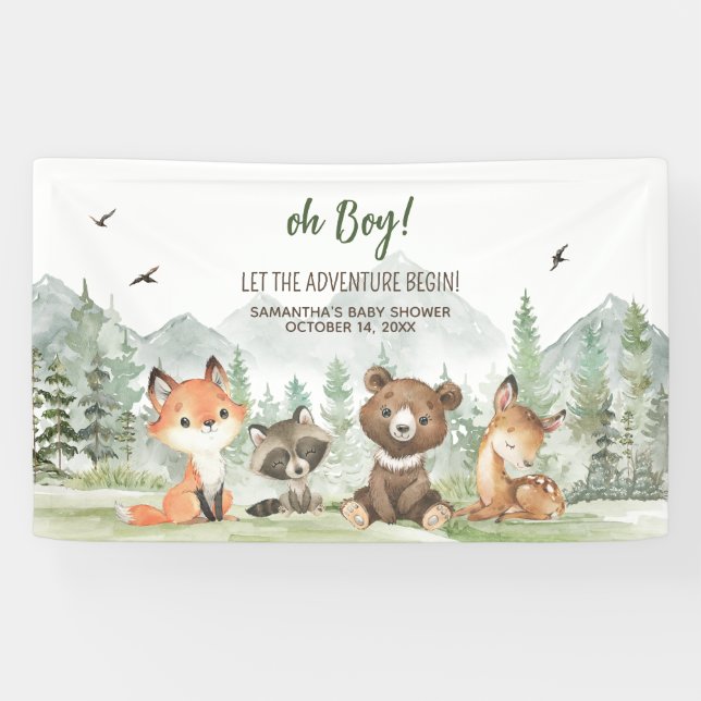 Lona Adventure Begin Woodland Animals Baby Shower (Horizontal)