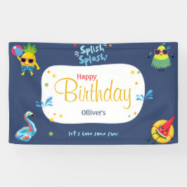 Lona Afiche divertido de Rótulo de verano Fruta de cump