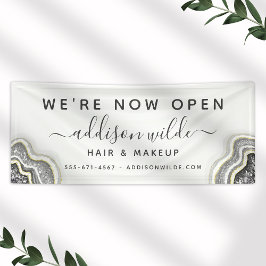 Lona Agate Geode Luxe Business, Purpurina Blanco Y Negr