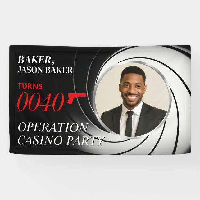 Lona Agente de Cumpleaños Personalizado Foto Banner, Fi (Horizontal)