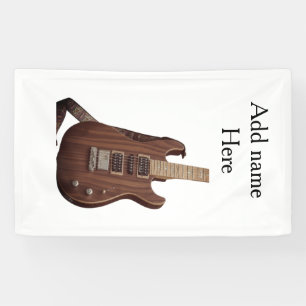 Lona Agrega tu nombre texto guitarra acústica marrón ed