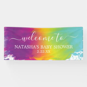 Lona Agua color arcoiris bienvenida a Baby Shower