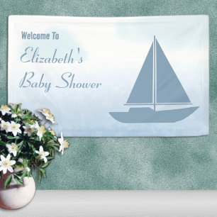 Lona Aguamarina de velero para baby shower de niño
