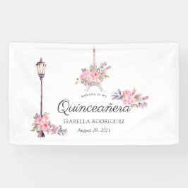 Lona Aguamarina Floral Acuarela Vintage París Quinceañe