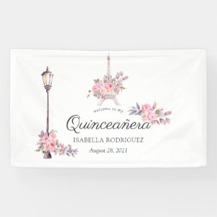 Lona Aguamarina Floral Acuarela Vintage París Quinceañe