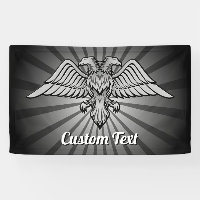 Lona Águila gris con banner de dos cabezas (Horizontal)