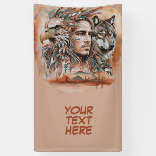 Lona Águila - Hombre - Lobo - acuarela arte 1 - Diversi