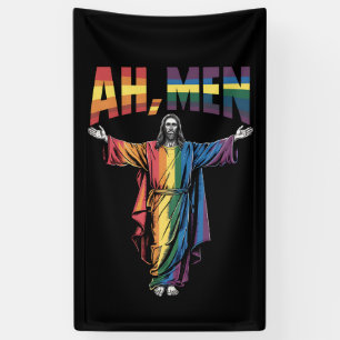 Lona Ah Hombres Divertidos LGBT Orgullo Gay Jesús Crist
