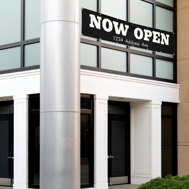 Lona Ahora abierto - Banner de negocios a prueba de met (Edificio exterior)