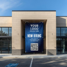 Ahora Contratando Código QR de Banner Azul Grunge 