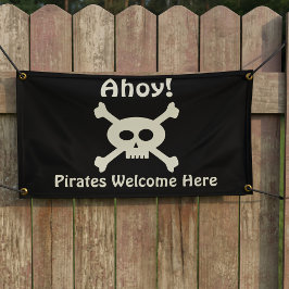 Lona ¡Ahoy! Banner de bienvenida a los piratas aquí