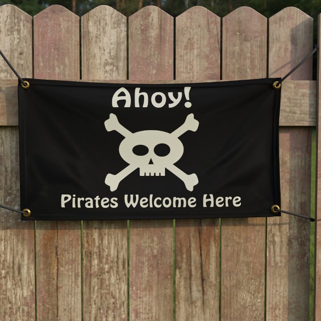 Lona ¡Ahoy! Banner de bienvenida a los piratas aquí (Ahoy! Pirates welcome here!)