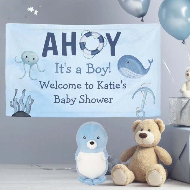 Lona Ahoy es un Baby Shower costero de Boy Ocean Animal (Subido por el creador)
