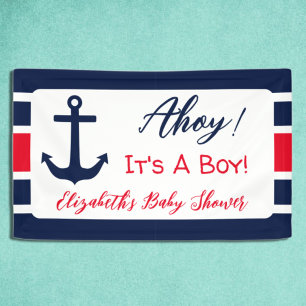 Lona ¡Ahoy es un chico! Baby Shower naumático