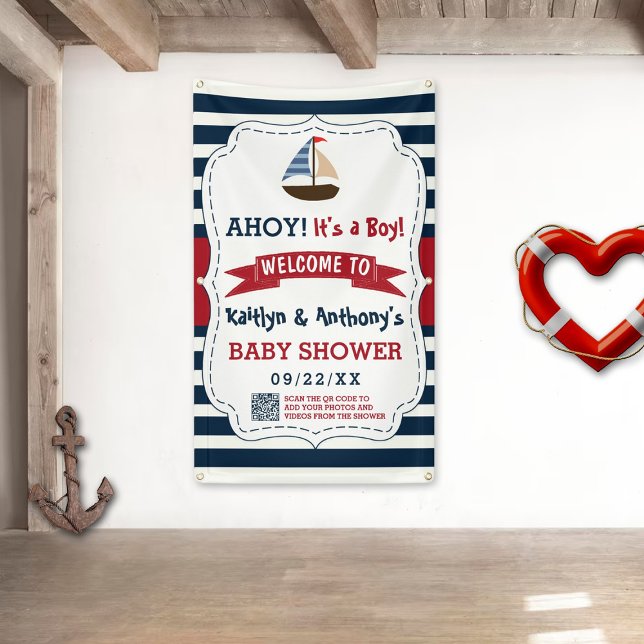 Lona ¡Ahoy es un chico! Bienvenidos a Baby Shower Nauti (Subido por el creador)